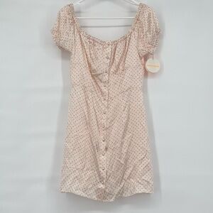 From future nwt micro polka dot silk smile maid mini dress